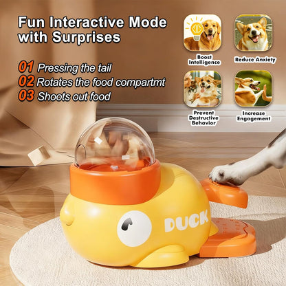 Duck Dog Treat Dispenser Toy, Interactive Slow Feeder Puzzle Toy