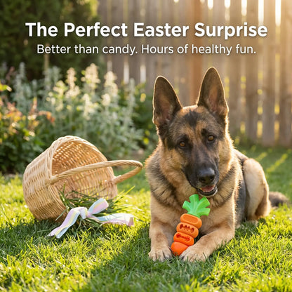 Apasiri Aggressive Chewer Dog Toys, Durable Carrot Leaf Design for Teeth Cleaning & Mental Stimulation