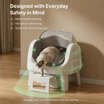 Petpivot Autoscooper 12 Lite Open-Top Automatic Self-Cleaning Cat Litter Box, Easy-Entry Front Step, Triple Safety Protection, No App Required,Back to School