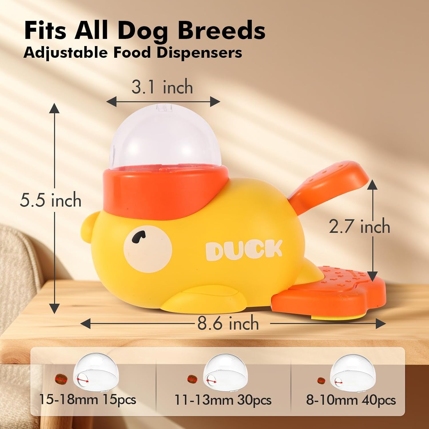 Duck Dog Treat Dispenser Toy, Interactive Slow Feeder Puzzle Toy