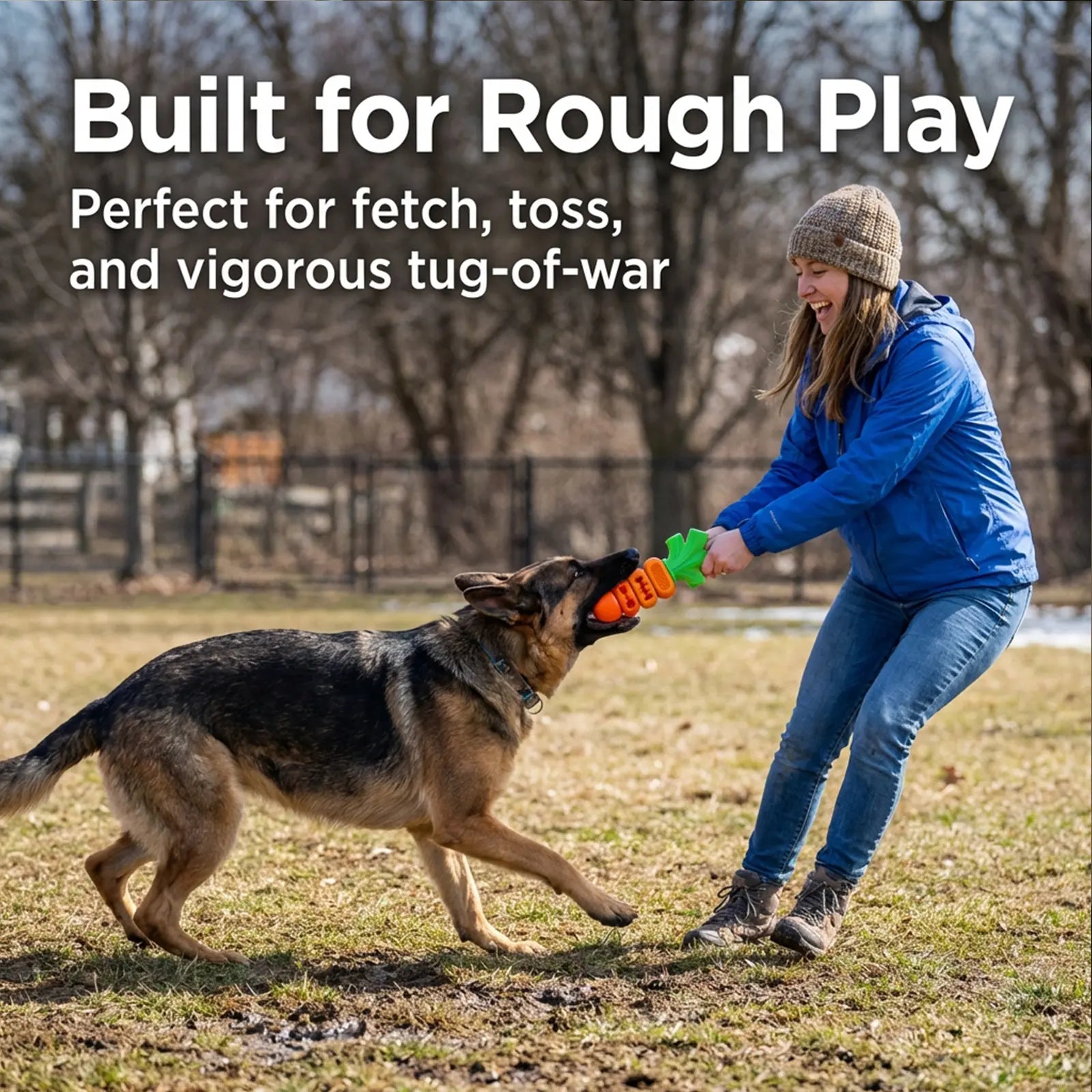 Apasiri Aggressive Chewer Dog Toys, Durable Carrot Leaf Design for Teeth Cleaning & Mental Stimulation