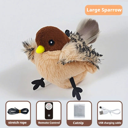 Flappy Bird Interactive Cat Toy Remote Control USB Rechargeable Pet Cat Plush Toy Flapping Bird Toy Stimulate Hunting Instincts