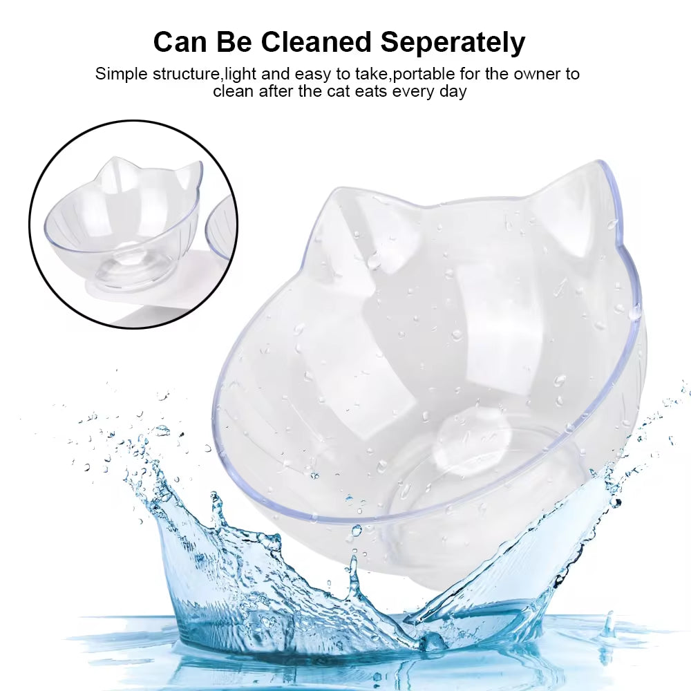 Durable Double Bowls Pet Food Water Feeder with Raised Stand Protection Cervical Non-Slip Cat Bowl Dog Bowl Cat Dogs Feeder