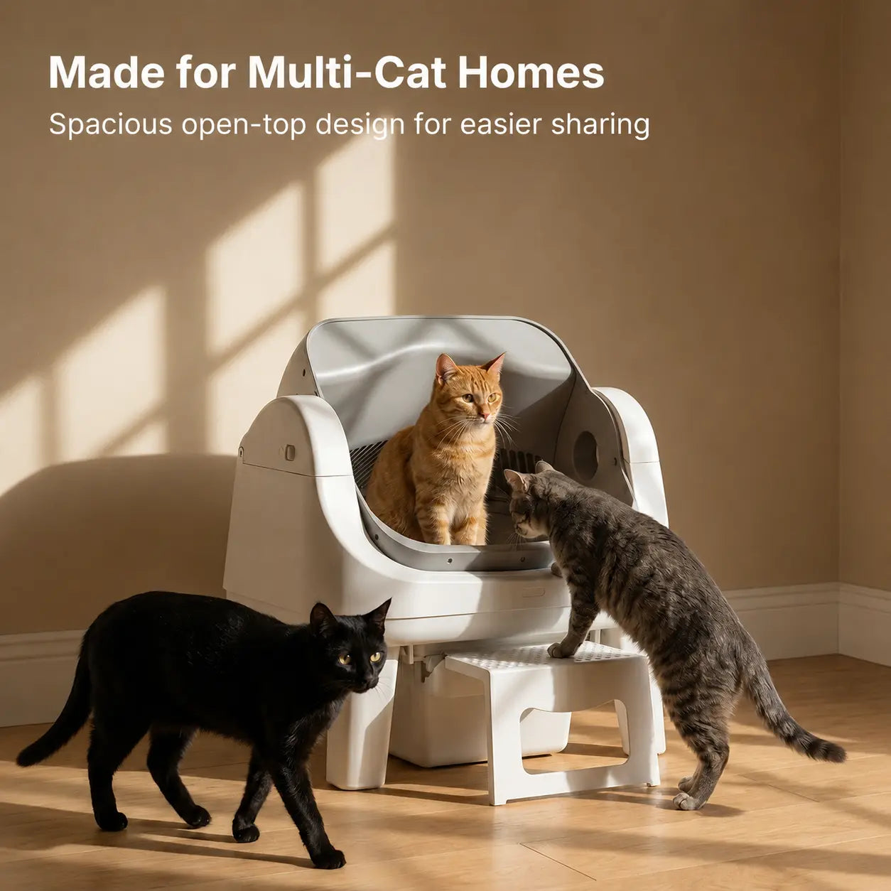 Petpivot Autoscooper 12 Lite Open-Top Automatic Self-Cleaning Cat Litter Box, Easy-Entry Front Step, Triple Safety Protection, No App Required,Back to School