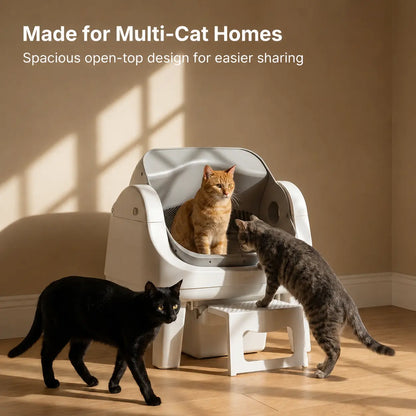 Petpivot Autoscooper 12 Lite Open-Top Automatic Self-Cleaning Cat Litter Box, Easy-Entry Front Step, Triple Safety Protection, No App Required,Back to School