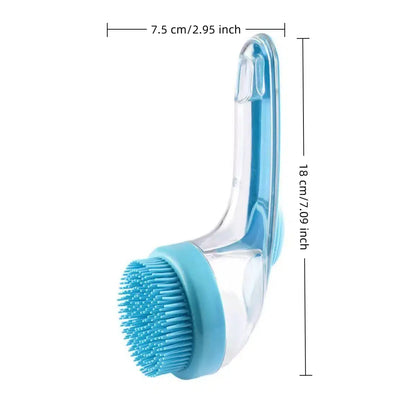 Dual-Function Pet Bathing and Grooming Deshedding Brush with Integrated Soap Dispenser, 8In×3In×4In, Gentle Massage Tool for Dogs and Cats, Enhances Coat Care and Bathing Experience, Promotes Blood Circulation