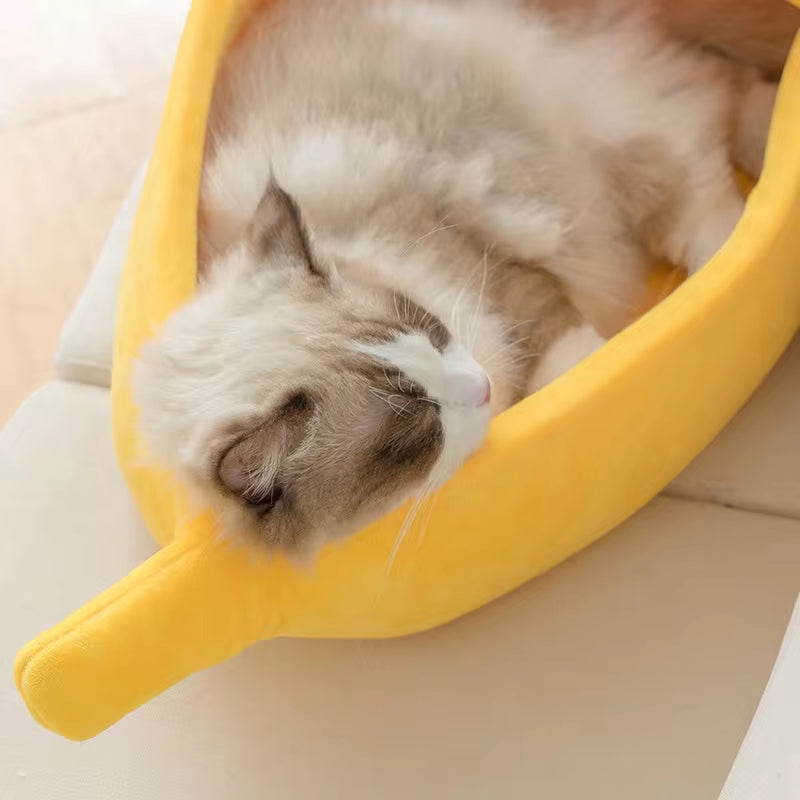 Winter Banana Cat Bed House Funny Cute Cozy Cat Mat Beds Warm Durable Portable Pet Basket Kennel Dog Cushion Cat Supplies Winter