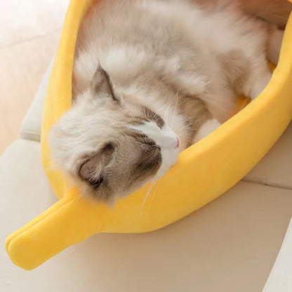 Winter Banana Cat Bed House Funny Cute Cozy Cat Mat Beds Warm Durable Portable Pet Basket Kennel Dog Cushion Cat Supplies Winter