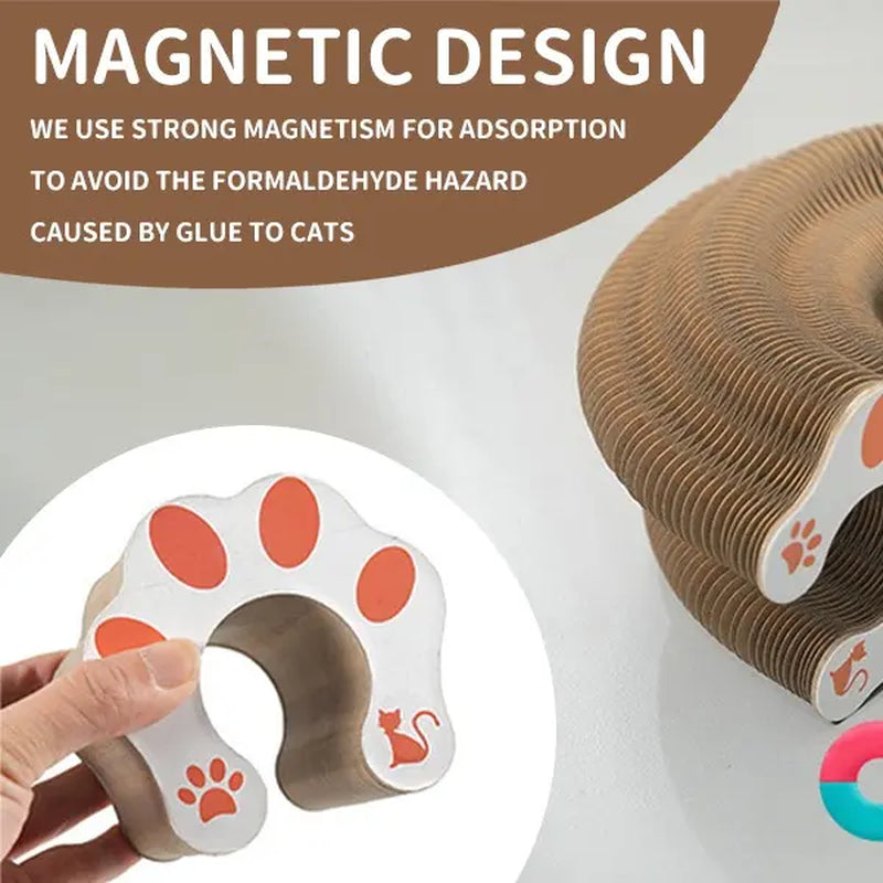 Furfitfun Kitty Kurlz,Foldable Scratcher Toy, Magic Organ Cat Scratching Board Toy with Balls Bells,Made of Recyclable Corrugated Cardboard,Interactive Mental Physical Exercise Toys for Indoor Cats