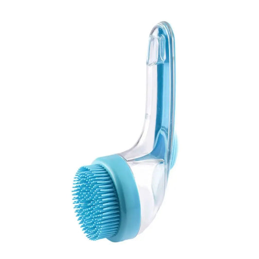  Dual-Function Pet Bathing and Grooming Deshedding Brush with Integrated Soap Dispenser, 8In×3In×4In, Gentle Massage Tool for Dogs and Cats, Enhances Coat Care and Bathing Experience, Promotes Blood Circulation