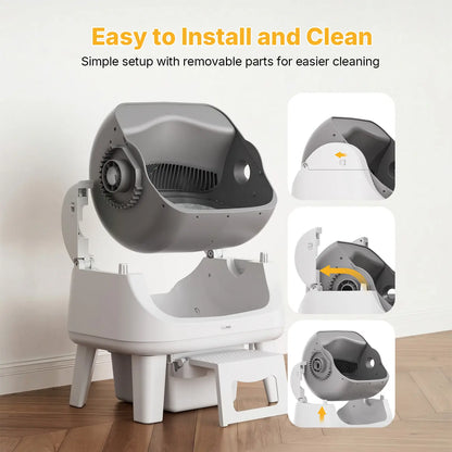 Petpivot Autoscooper 12 Lite Open-Top Automatic Self-Cleaning Cat Litter Box, Easy-Entry Front Step, Triple Safety Protection, No App Required,Back to School