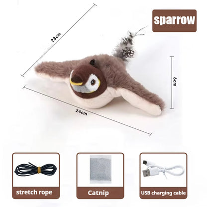 Flappy Bird Interactive Cat Toy Remote Control USB Rechargeable Pet Cat Plush Toy Flapping Bird Toy Stimulate Hunting Instincts