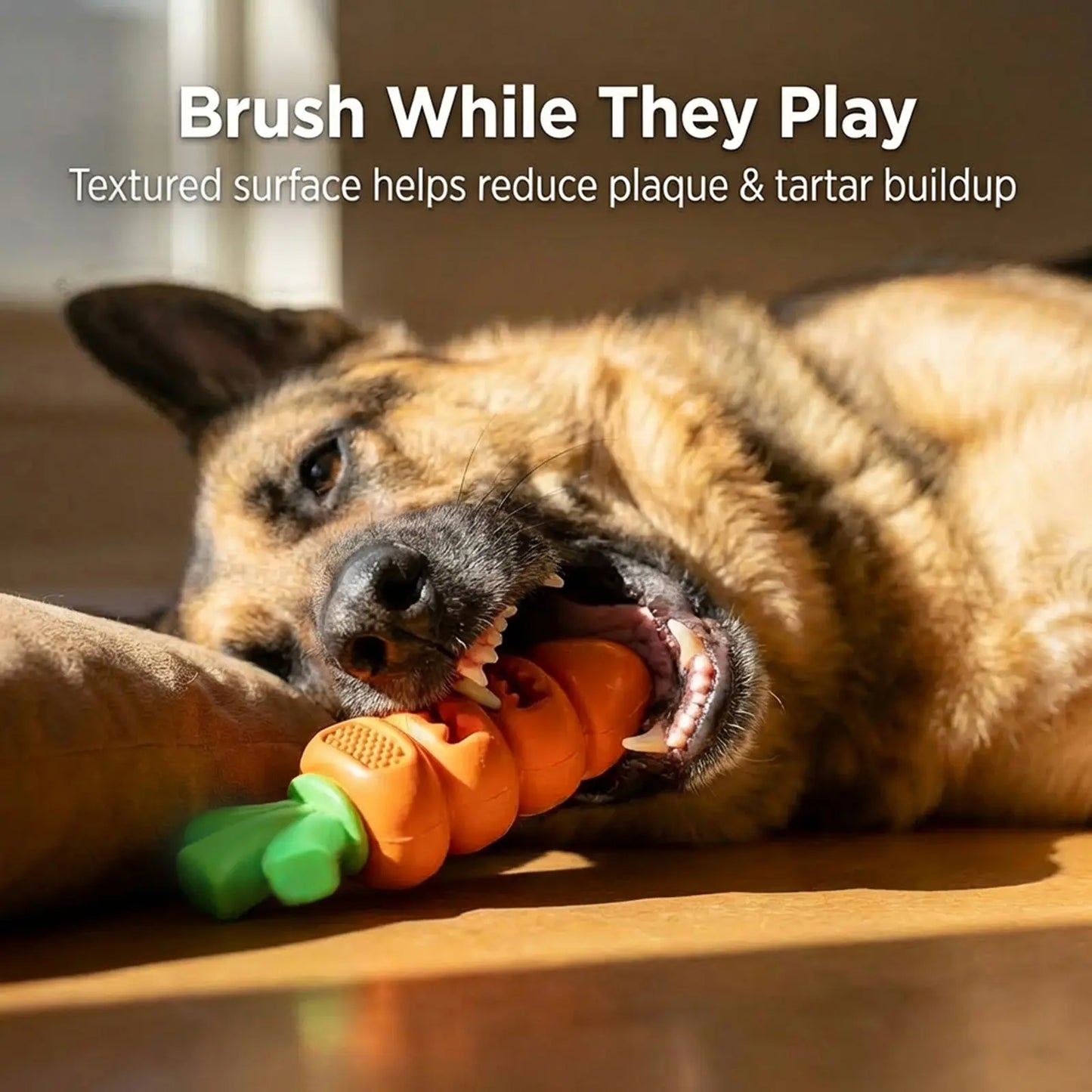 Apasiri Aggressive Chewer Dog Toys, Durable Carrot Leaf Design for Teeth Cleaning & Mental Stimulation