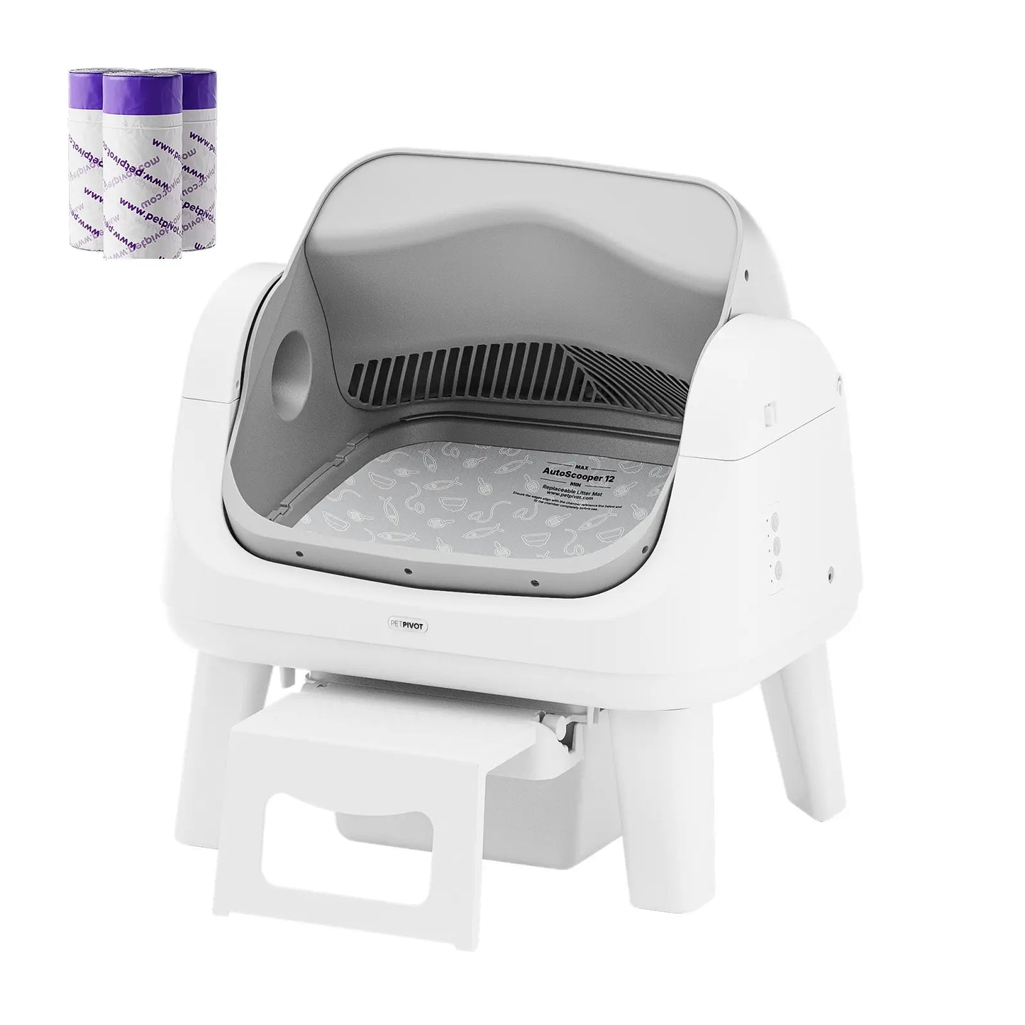 Petpivot Autoscooper 12 Lite Open-Top Automatic Self-Cleaning Cat Litter Box, Easy-Entry Front Step, Triple Safety Protection, No App Required,Back to School