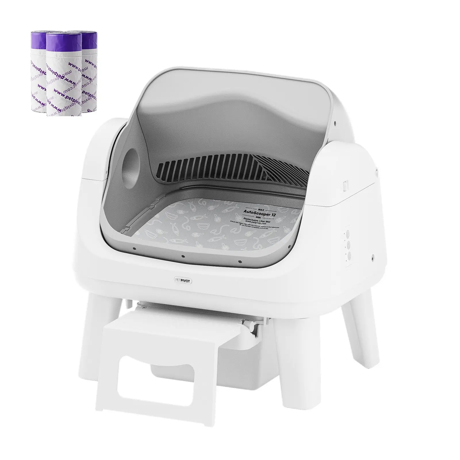 Petpivot Autoscooper 12 Lite Open-Top Automatic Self-Cleaning Cat Litter Box, Easy-Entry Front Step, Triple Safety Protection, No App Required,Back to School