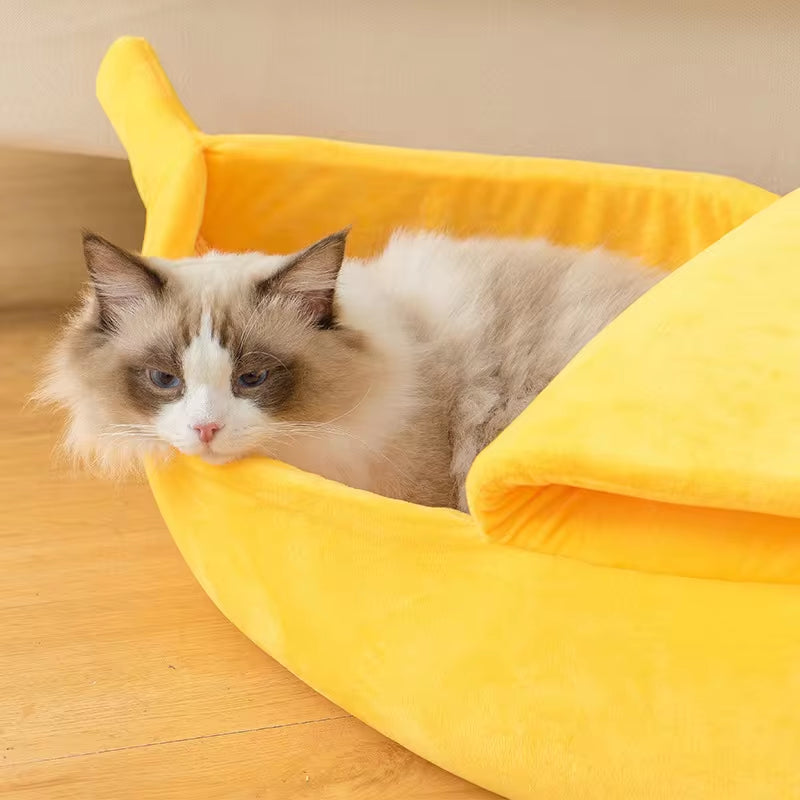 Winter Banana Cat Bed House Funny Cute Cozy Cat Mat Beds Warm Durable Portable Pet Basket Kennel Dog Cushion Cat Supplies Winter