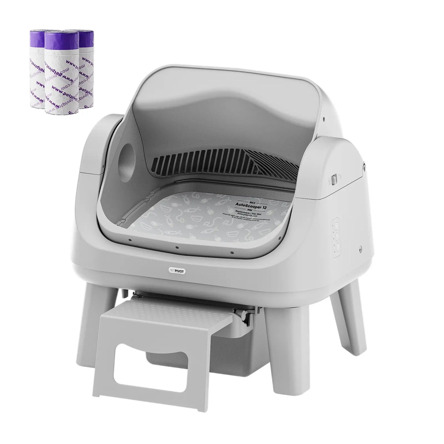 Petpivot Autoscooper 12 Lite Open-Top Automatic Self-Cleaning Cat Litter Box, Easy-Entry Front Step, Triple Safety Protection, No App Required,Back to School