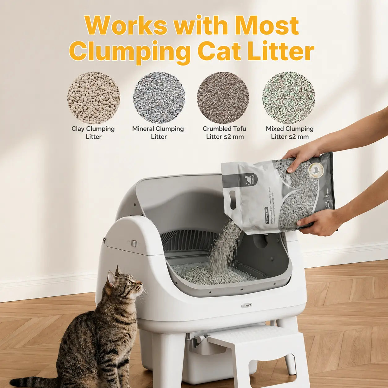 Petpivot Autoscooper 12 Lite Open-Top Automatic Self-Cleaning Cat Litter Box, Easy-Entry Front Step, Triple Safety Protection, No App Required,Back to School
