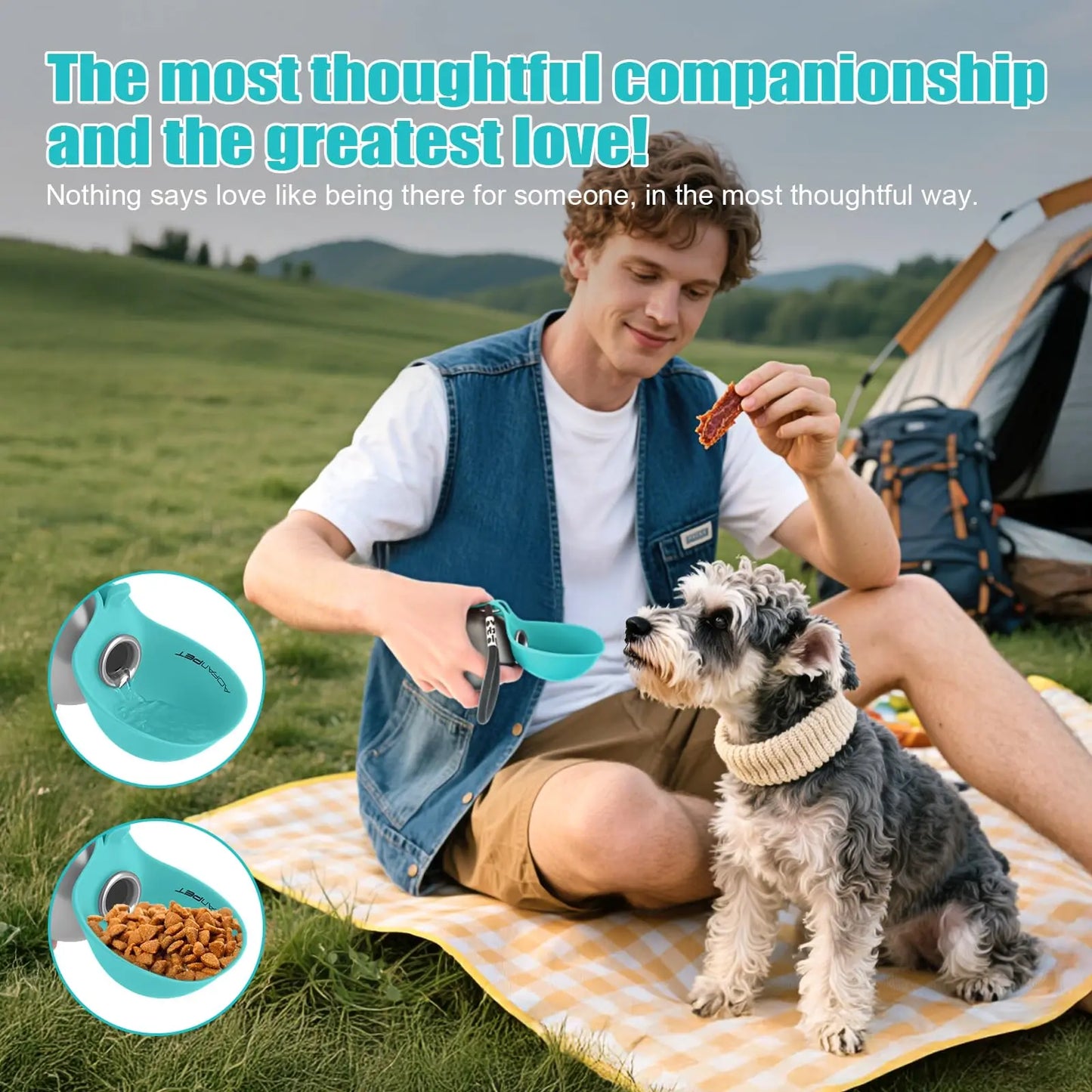 2-in-1 Portable Dog Water Bottle and Bowl, 10oz Stainless Steel Leak-Proof Tumbler for Walking