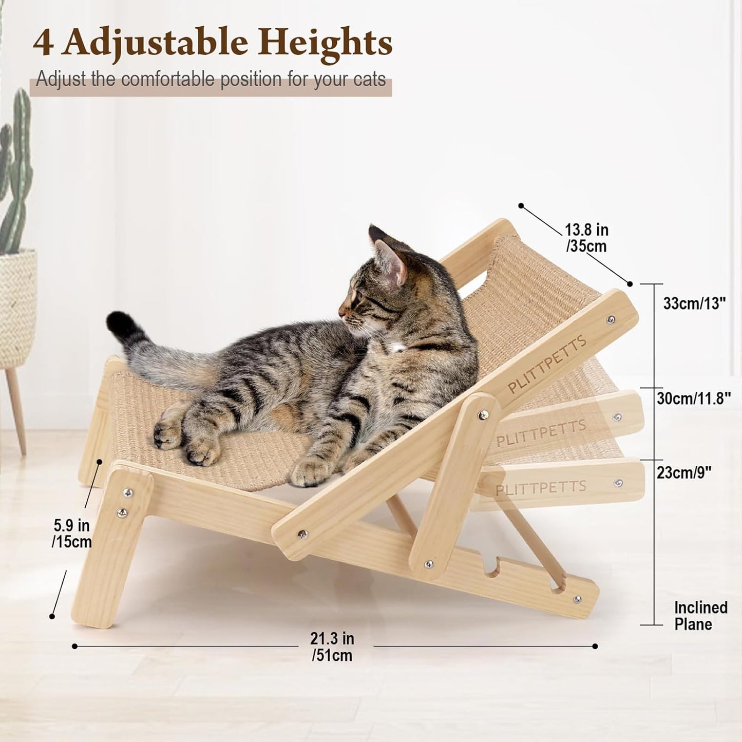 Sisal Cat Scratcher, Adjustable 4-Position Cats Scratcher Lounge